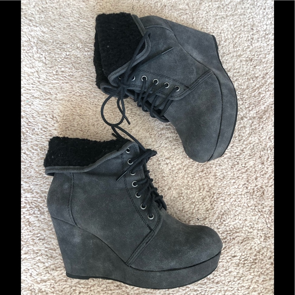 Gray/black booties
